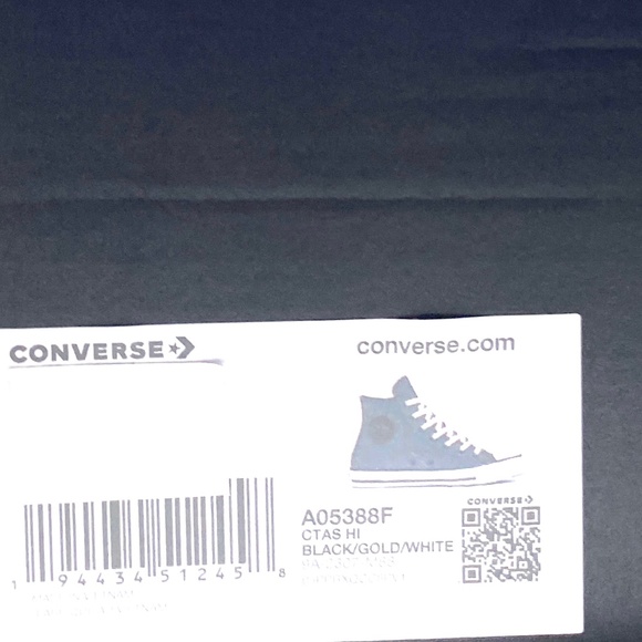 Converse Chuck Taylor Shoes Black Gold Canvas Kid Women Casual Sneakers A05388F - Picture 8 of 9